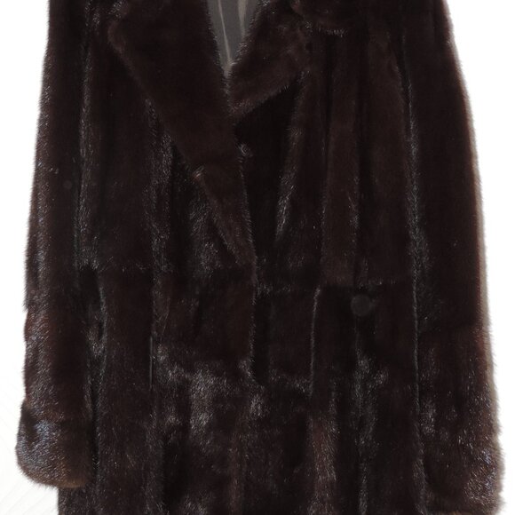 GARTENHAUS Vintage Genuine Real Ranch Dark Mahogany Mink Fur Coat Jacket sz M - Picture 9 of 13